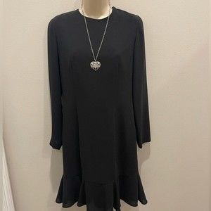 Vintage Evan Picone Minimalist Black Mockneck Midi Dress  Size 6
